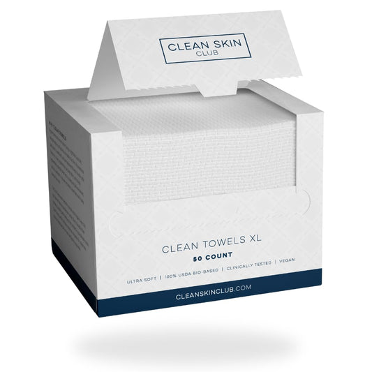 Clean Skin Club Clean Towels XL - 100% Biobased, Dermatologist Approved Disposable Face Towels (100 ct, 2 Pack)