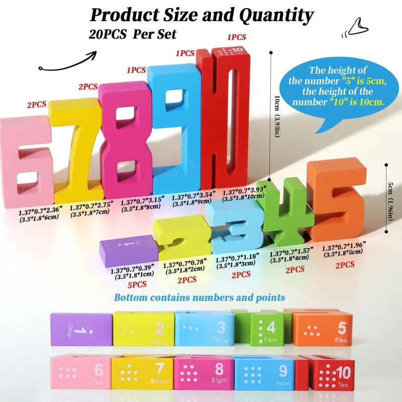 Wooden Number Building Block, Creative Montessori Stacking Toys, Early Educational Toy for Children(1 Box) - Standard Edition (10 PCS)