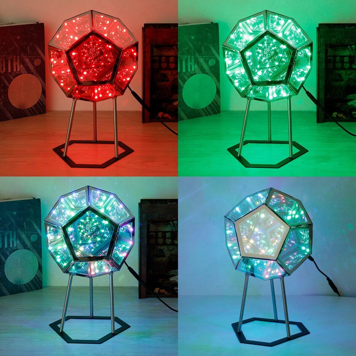 Dodecahedron InfinityGlow LED Lamp with remote