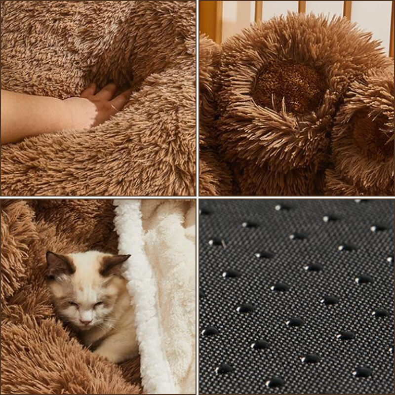 Warm Fluffy Calming Dog & Cat Beds-Bear Paw Shaped