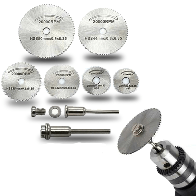 6-Piece Circular Saw Blade Set – High-Speed Steel Cutting Discs for Drills | Wood, Metal & Plastic