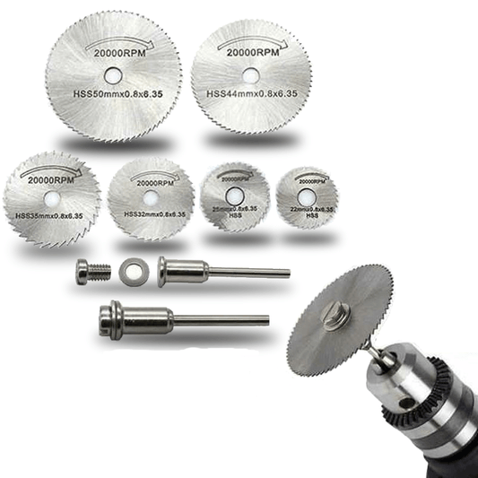 6-Piece Circular Saw Blade Set – High-Speed Steel Cutting Discs for Drills | Wood, Metal & Plastic