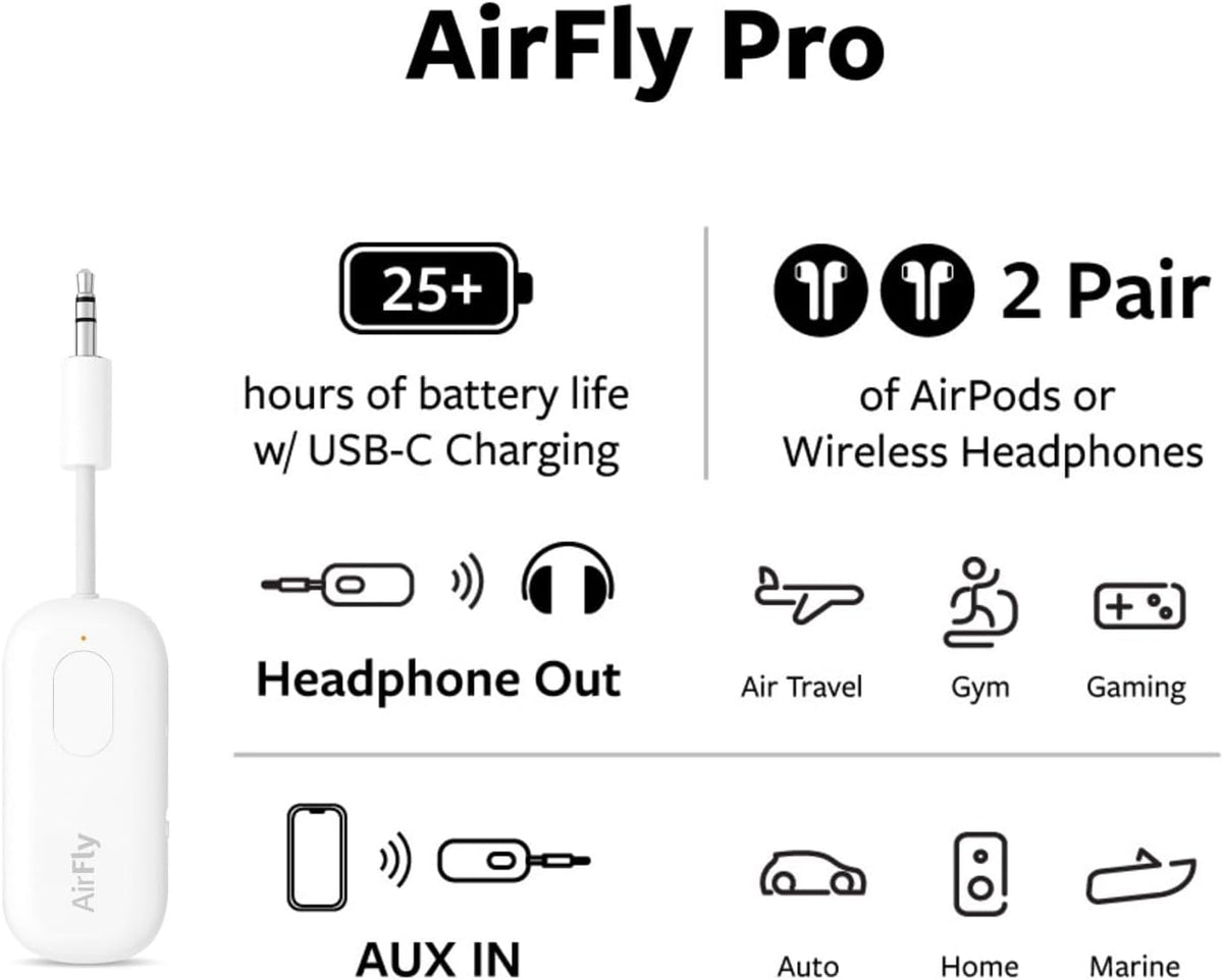 Twelve South AirFly Pro Bluetooth Audio Transmitter & HiRise 3 Deluxe MagSafe Charging Stand