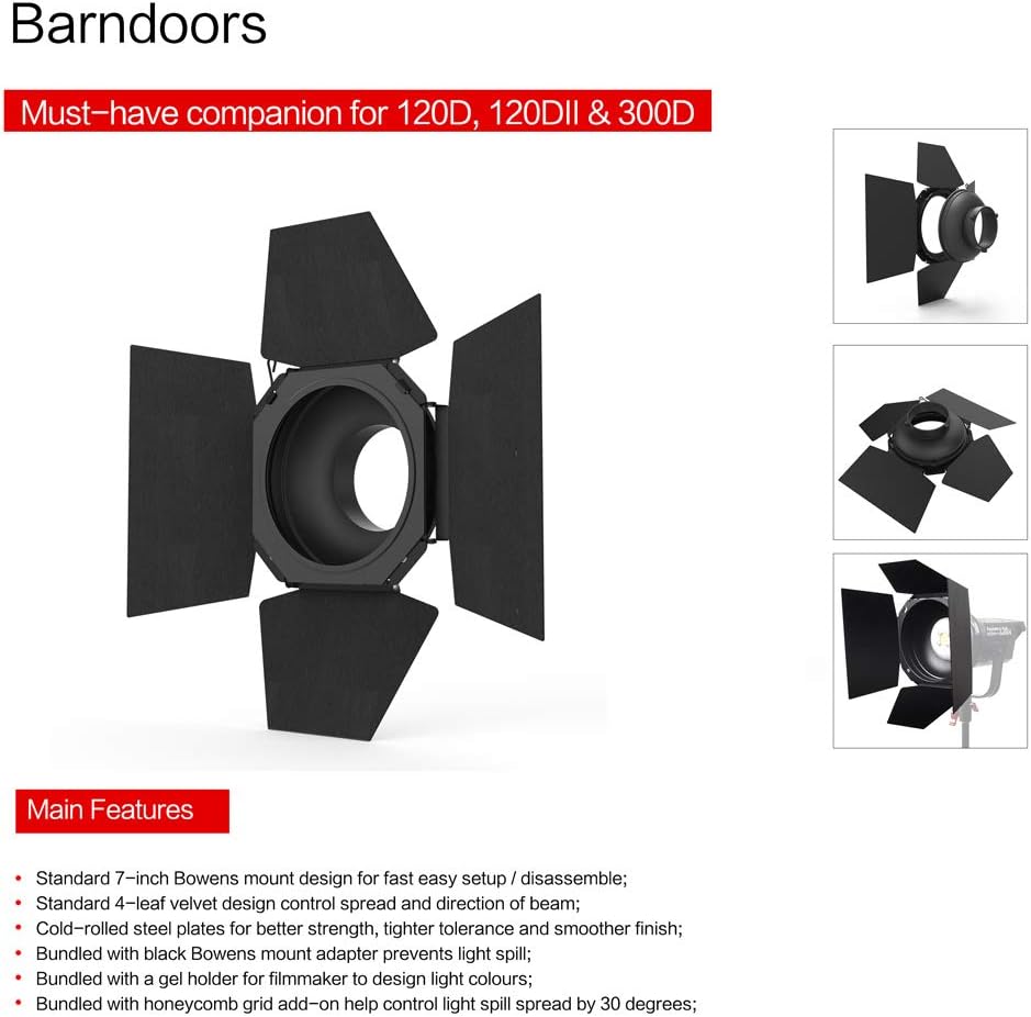 Aputure Barndoors for 120D Mark 2 & 300D: Professional Light Control with Bowens Moun