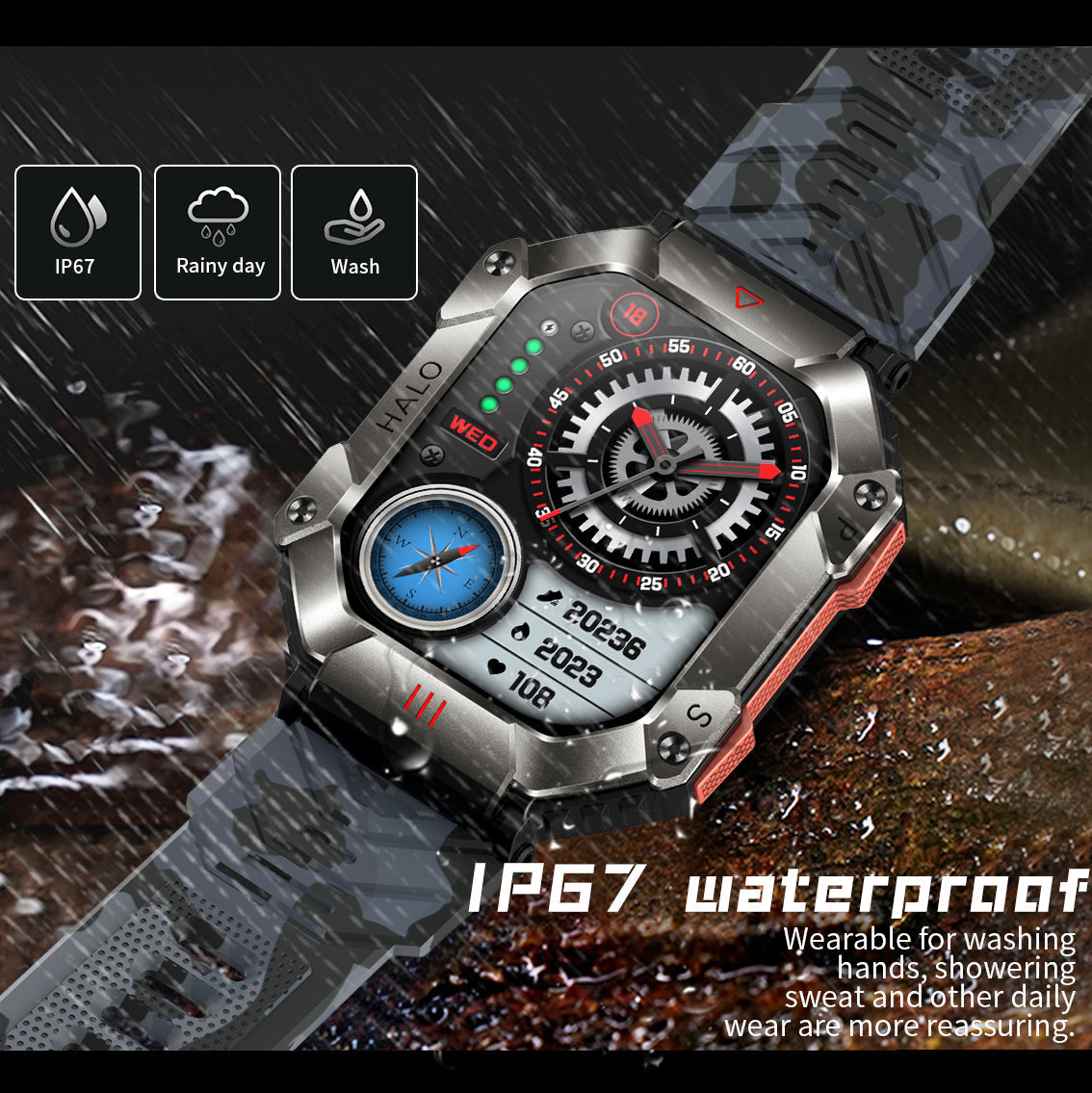 620mAh Large Battery Durable Military Smart Watch Men