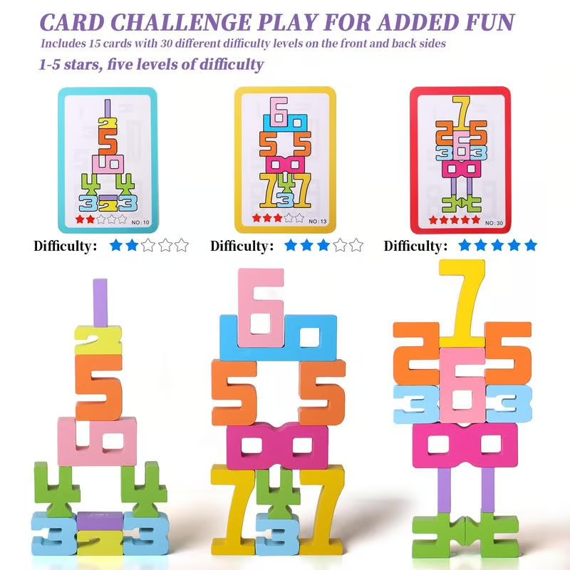 Wooden Number Building Block, Creative Montessori Stacking Toys, Early Educational Toy for Children(1 Box) - Standard Edition (10 PCS)