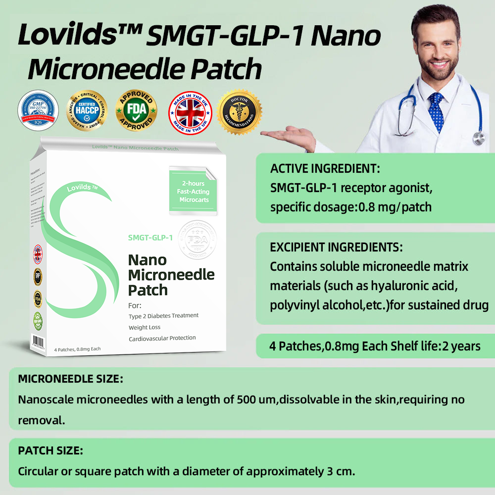 See results in 7 days🌲LOVILDS™ SMGT-GLP-1 Nano Microneedle Patch（Painless, long-lasting, addressing diabetes, obesity, and cardiovascular diseases）