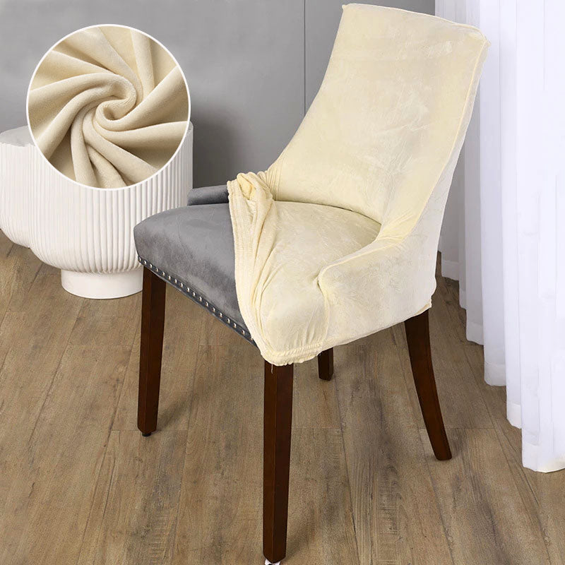 Velvet Stretch Armless Wingback Chair Cover Slipcover