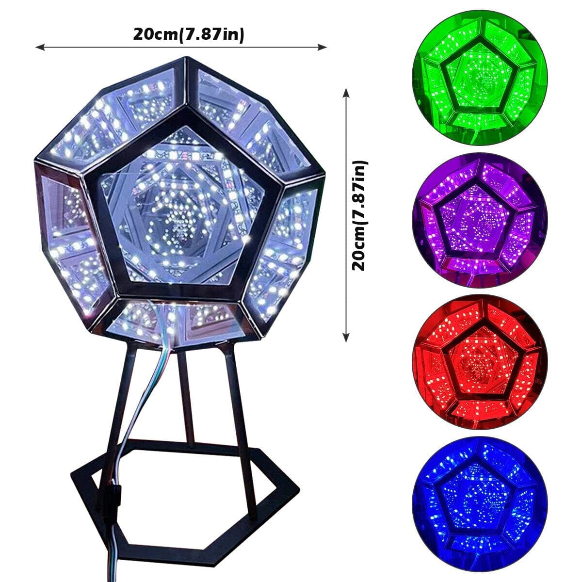 Dodecahedron InfinityGlow LED Lamp with remote