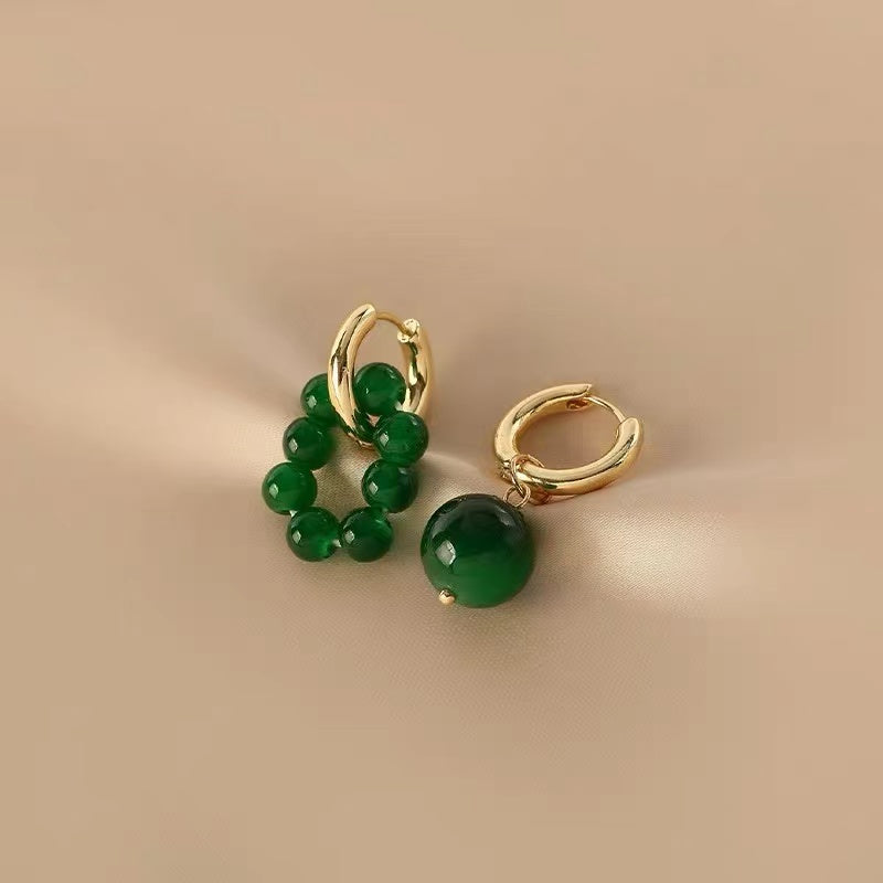 Vintage Green Beaded Earrings