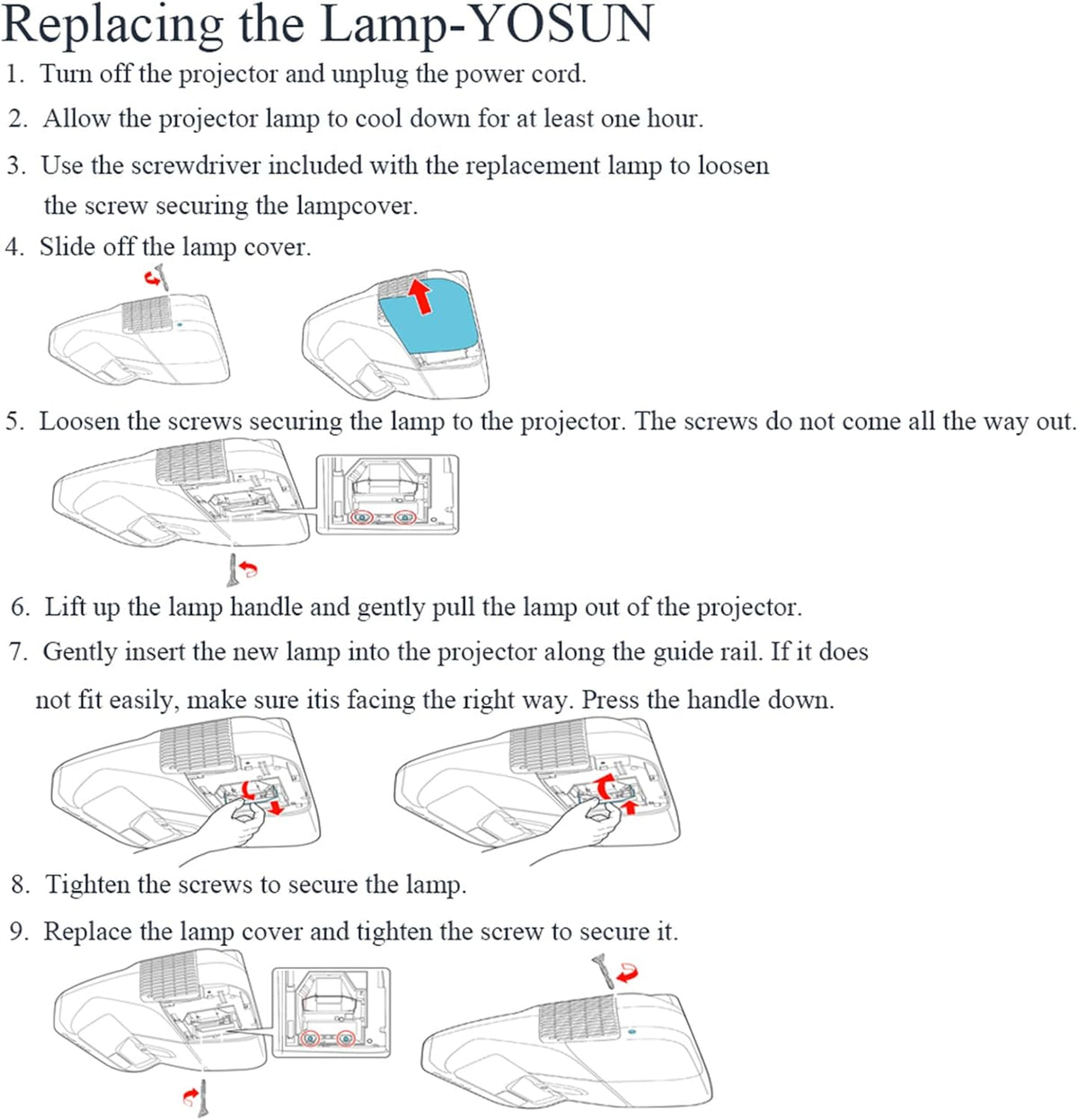 YOSUN V13H010L79 / V13H010L80 Replacement Lamp for Epson Projectors - BrightLink 585Wi, PowerLite 575W & More