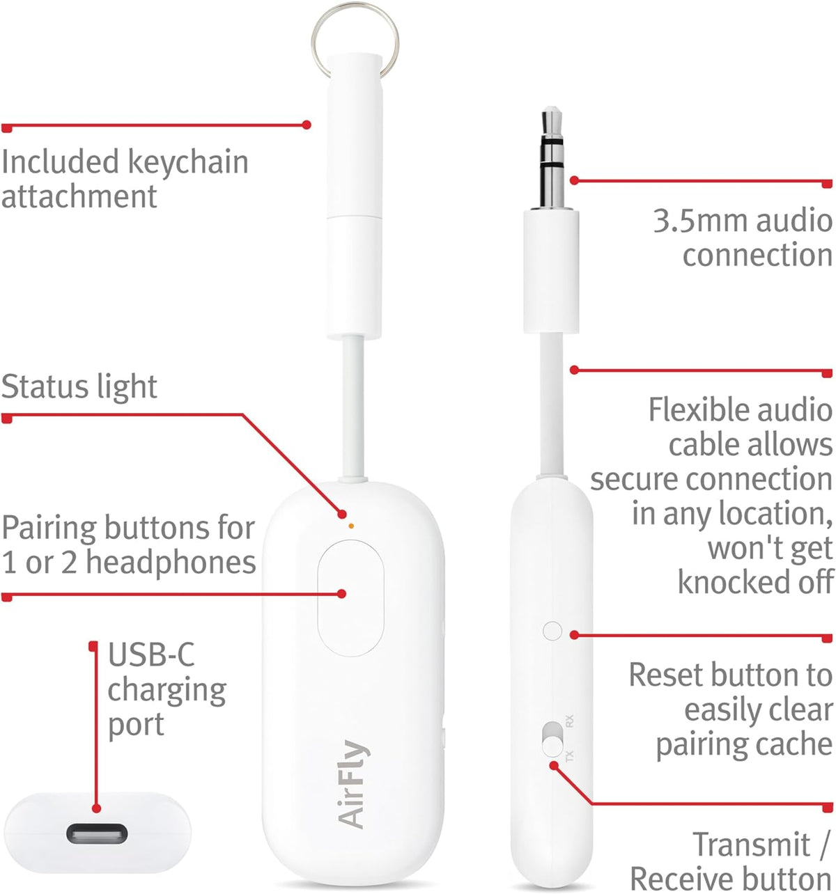 Twelve South AirFly Pro Bluetooth Audio Transmitter & HiRise 3 Deluxe MagSafe Charging Stand