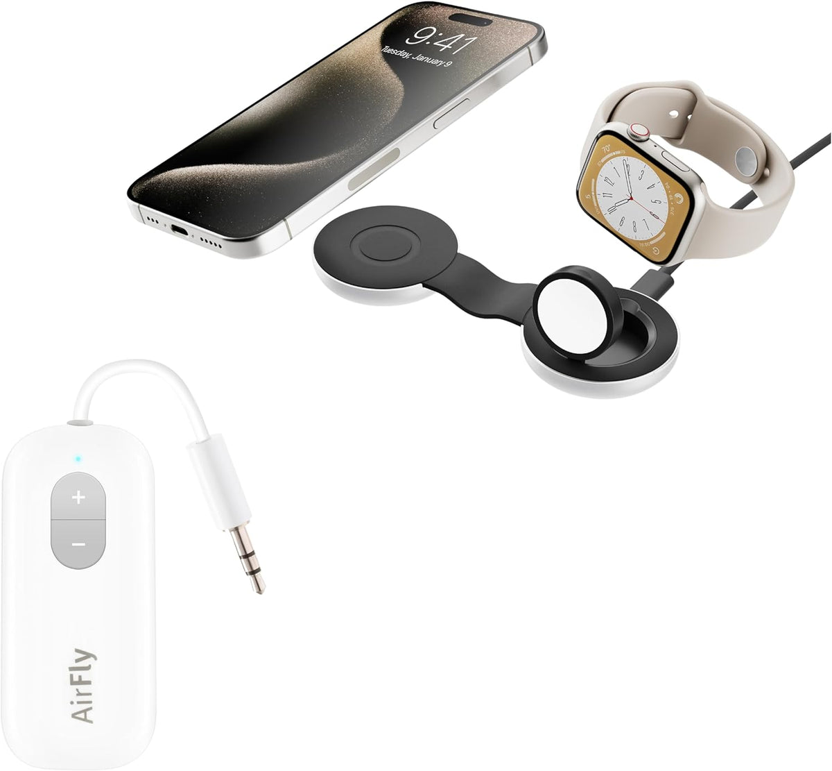 Twelve South AirFly Pro Bluetooth Audio Transmitter & HiRise 3 Deluxe MagSafe Charging Stand