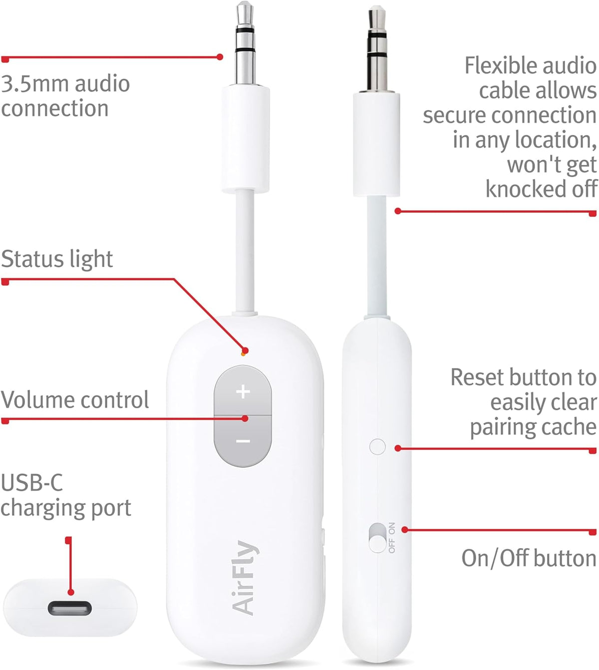 Twelve South AirFly Pro Bluetooth Audio Transmitter & HiRise 3 Deluxe MagSafe Charging Stand