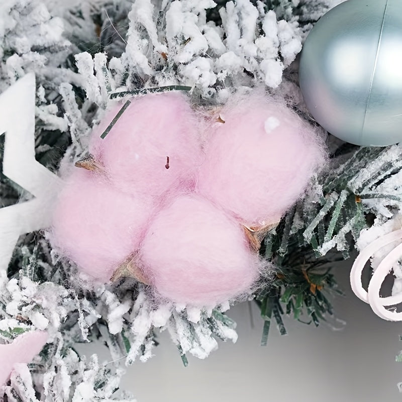 Christmas Wreath Pastel Pink Blue Front Door Hanging Decoration