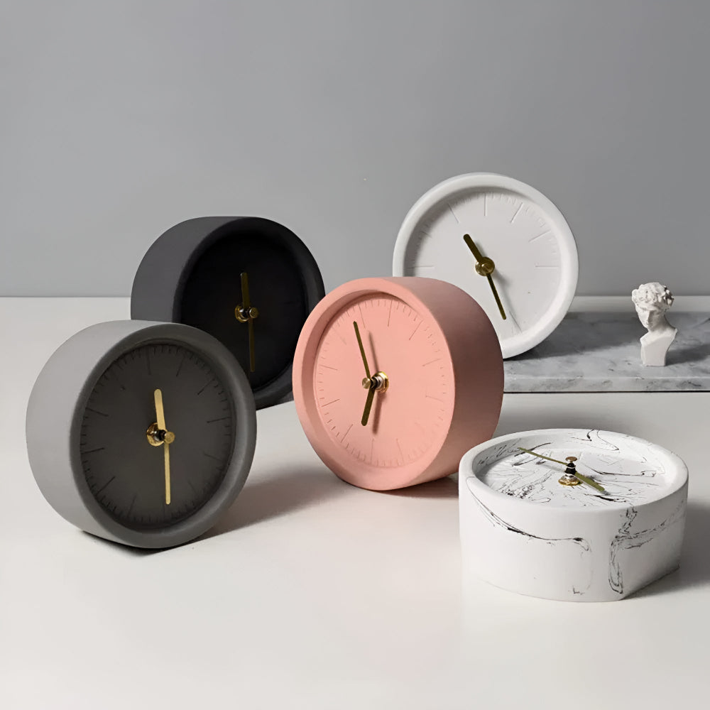 Modernist Round Cement Clock