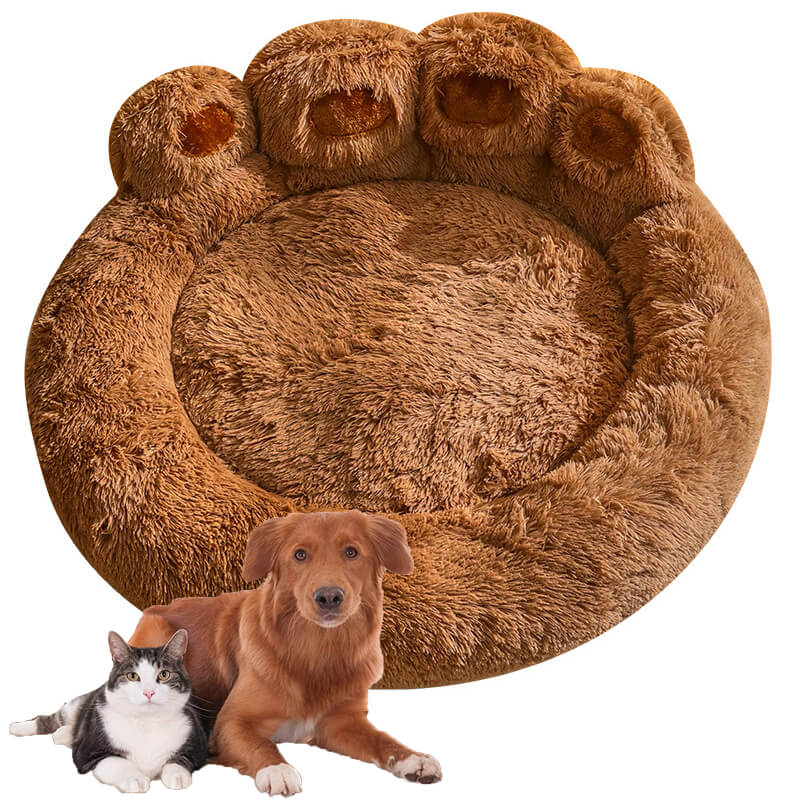 Warm Fluffy Calming Dog & Cat Beds-Bear Paw Shaped