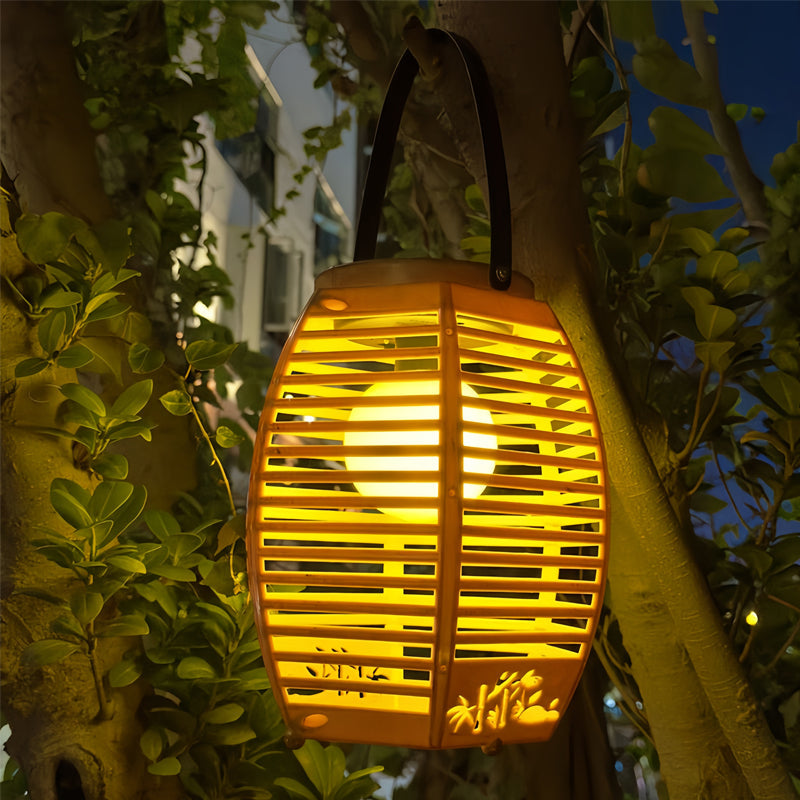 Outdoor Solar Rattan Portable Lantern