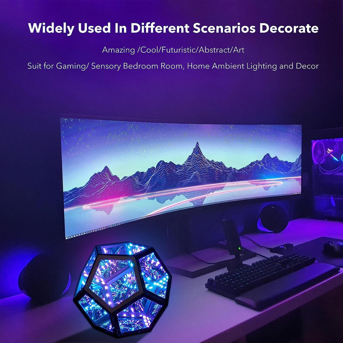 Dodecahedron InfinityGlow LED Lamp with remote