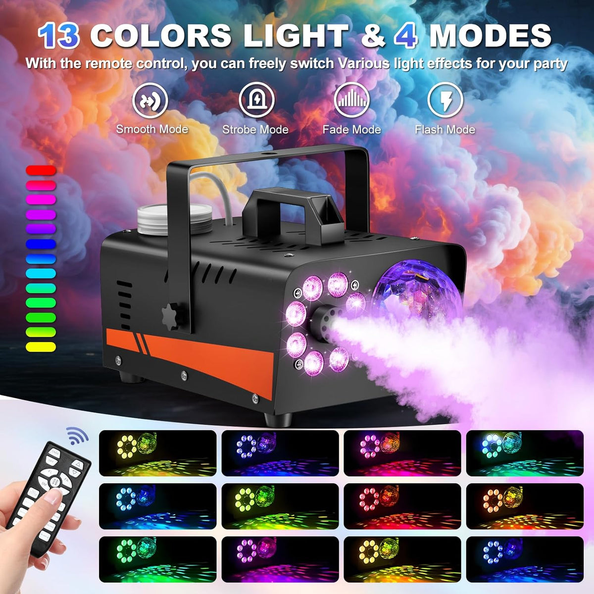 Halloween LED Fog Machine Remote Control Party Light Effect