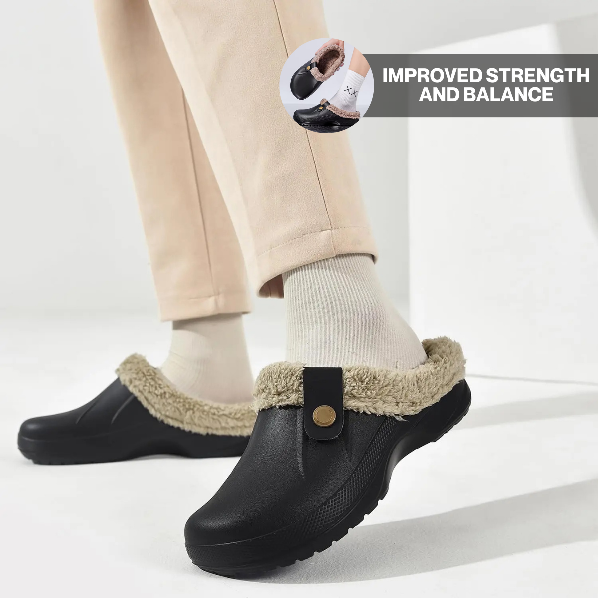 Arlo Fuzzy Comfort Clog Mules – Warm Slip-On