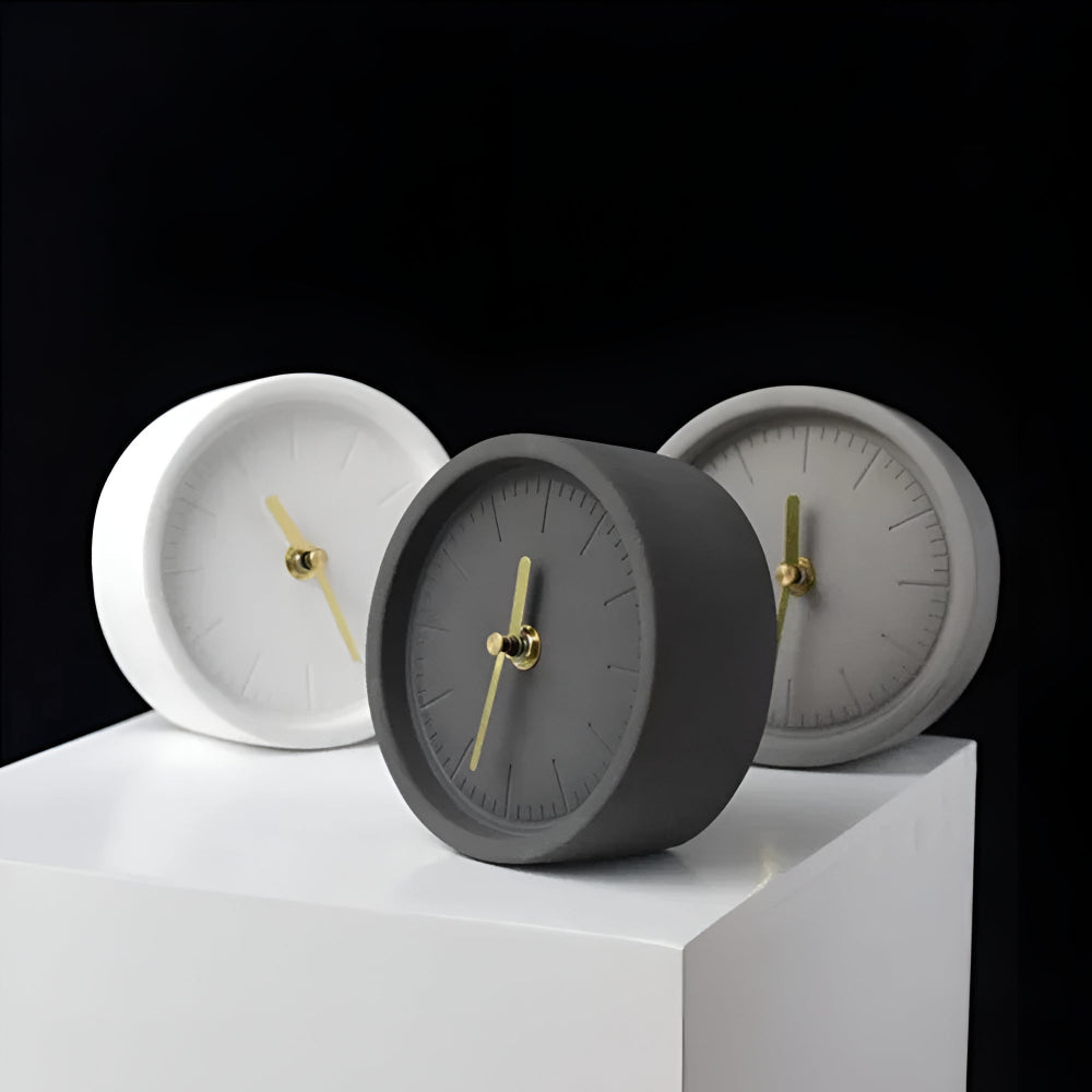 Modernist Round Cement Clock