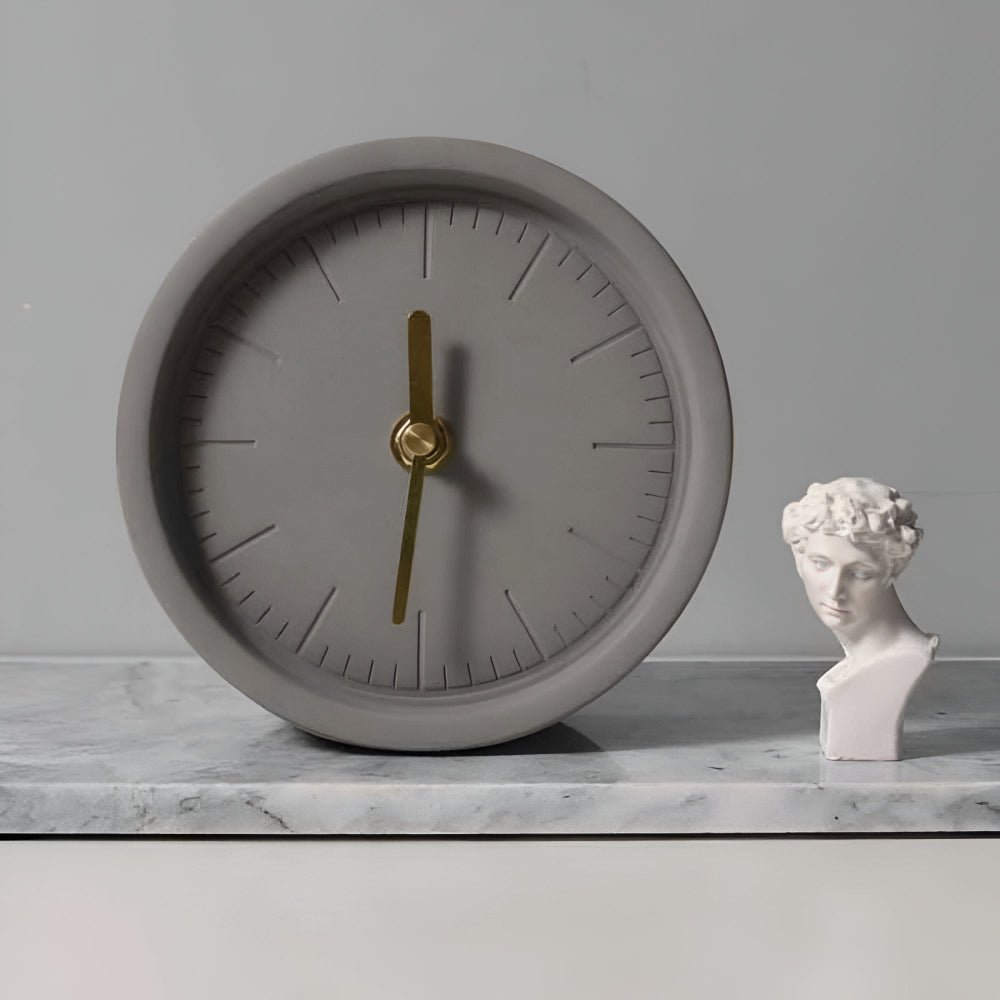 Modernist Round Cement Clock