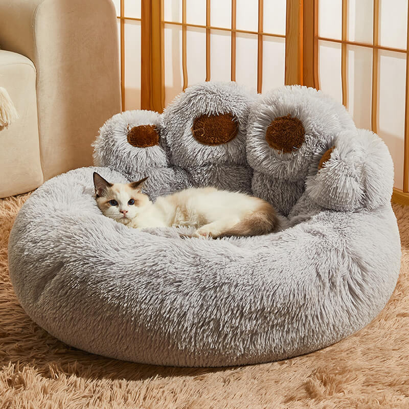 Warm Fluffy Calming Dog & Cat Beds-Bear Paw Shaped