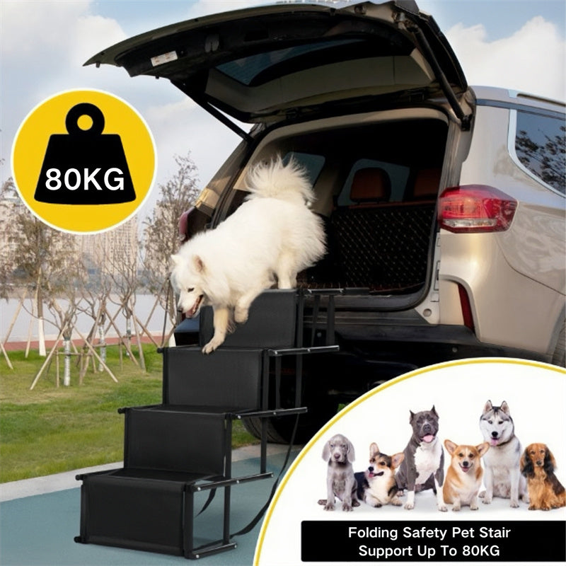 4-Level Foldable Metal Dog Steps for Car