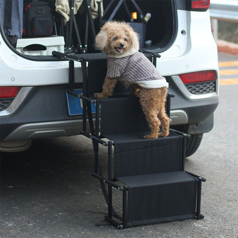 4-Level Foldable Metal Dog Steps for Car