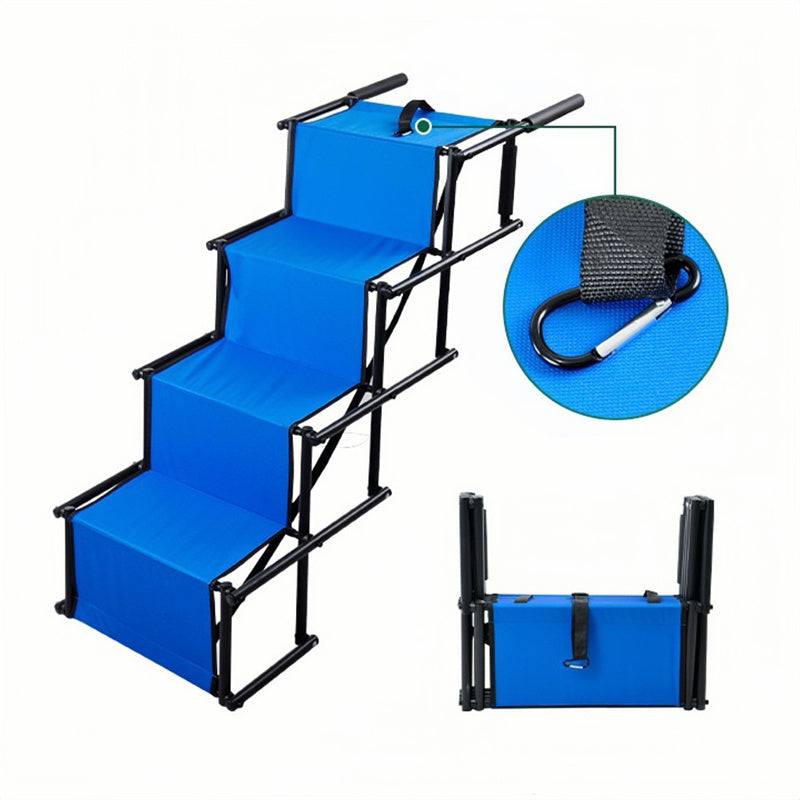 4-Level Foldable Metal Dog Steps for Car