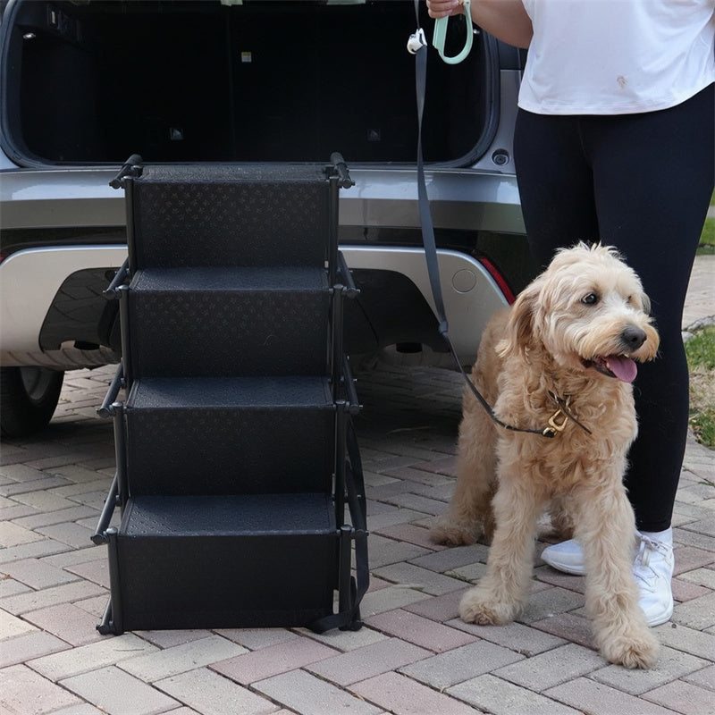 4-Level Foldable Metal Dog Steps for Car