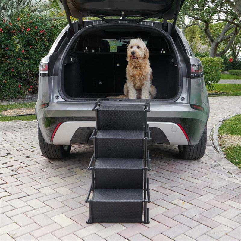 4-Level Foldable Metal Dog Steps for Car
