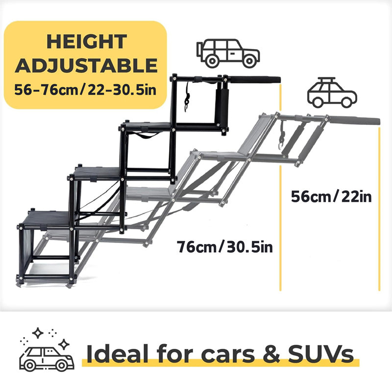 4-Level Foldable Metal Dog Steps for Car