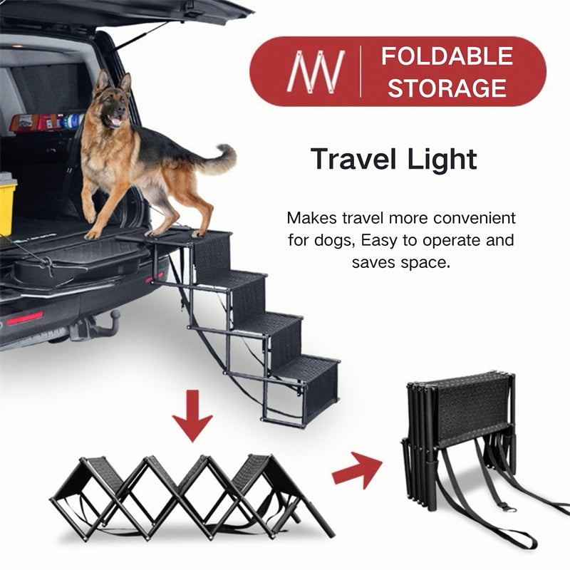 4-Level Foldable Metal Dog Steps for Car