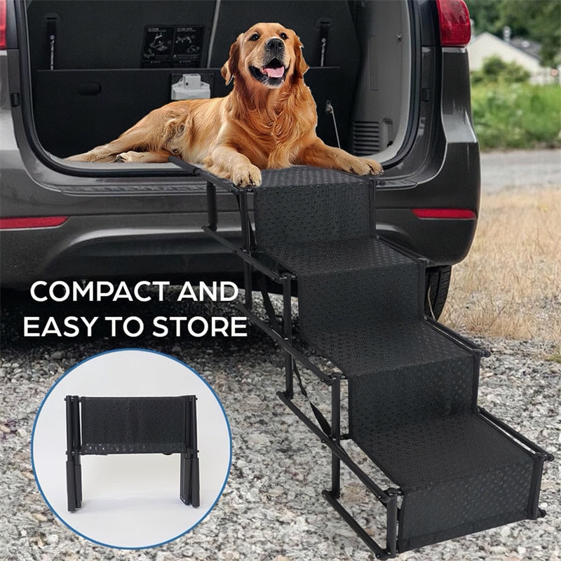 4-Level Foldable Metal Dog Steps for Car