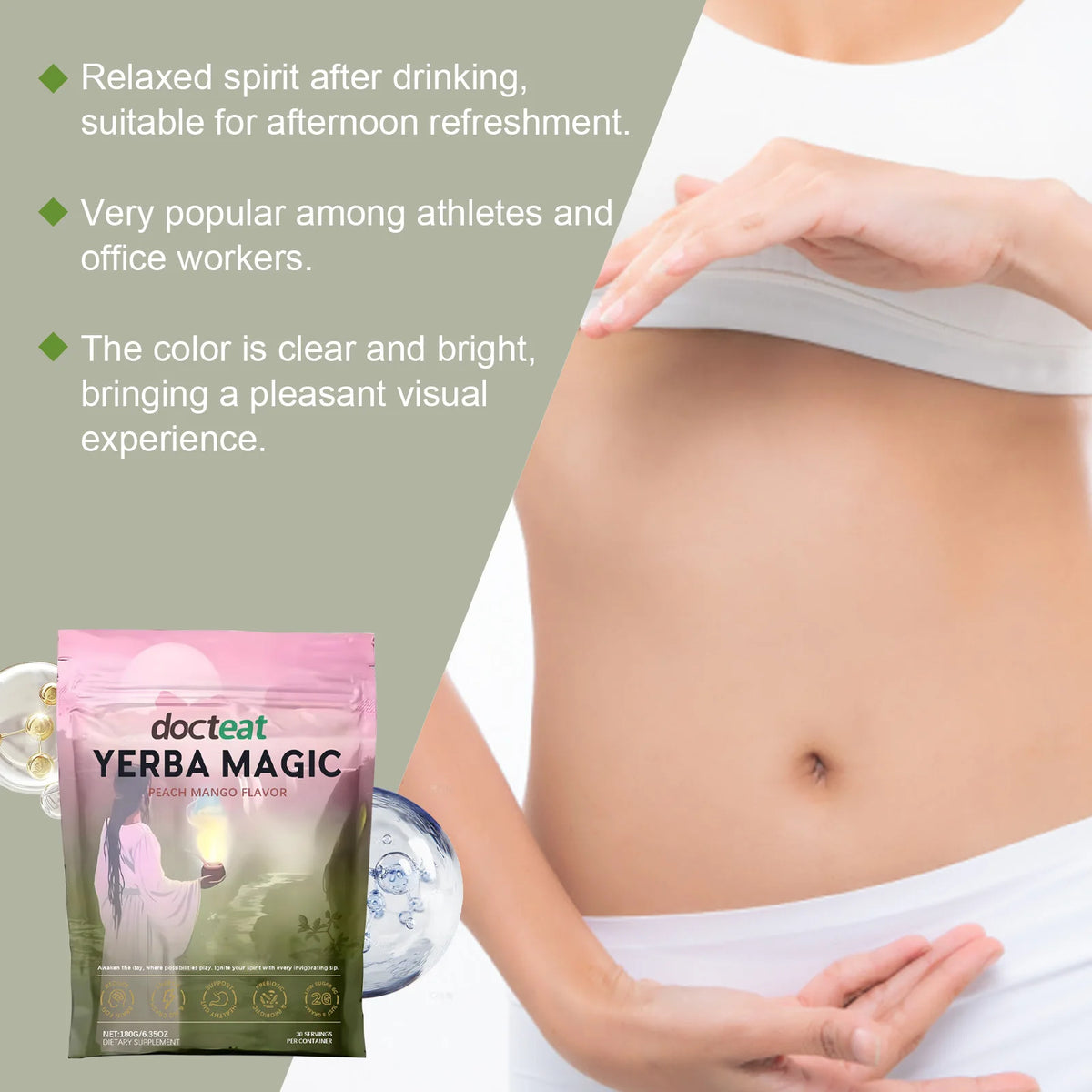 Instant Yerba Mate Tea Powder - 180g Dietary Supplement for Natural Energy Support and Gut Health - Refreshing Daily Super Drink for Adults - Unisex
