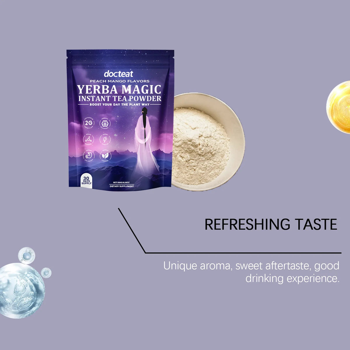 Instant Yerba Mate Tea Powder - 180g Dietary Supplement for Natural Energy Support and Gut Health - Refreshing Daily Drink for Adults - Unisex