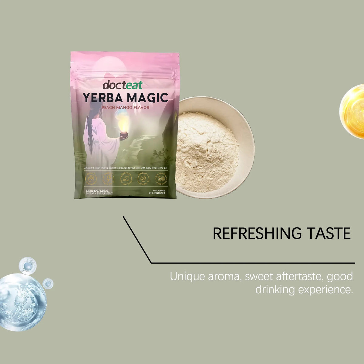 Instant Yerba Mate Tea Powder - 180g Dietary Supplement for Natural Energy Support and Gut Health - Refreshing Daily Super Drink for Adults - Unisex