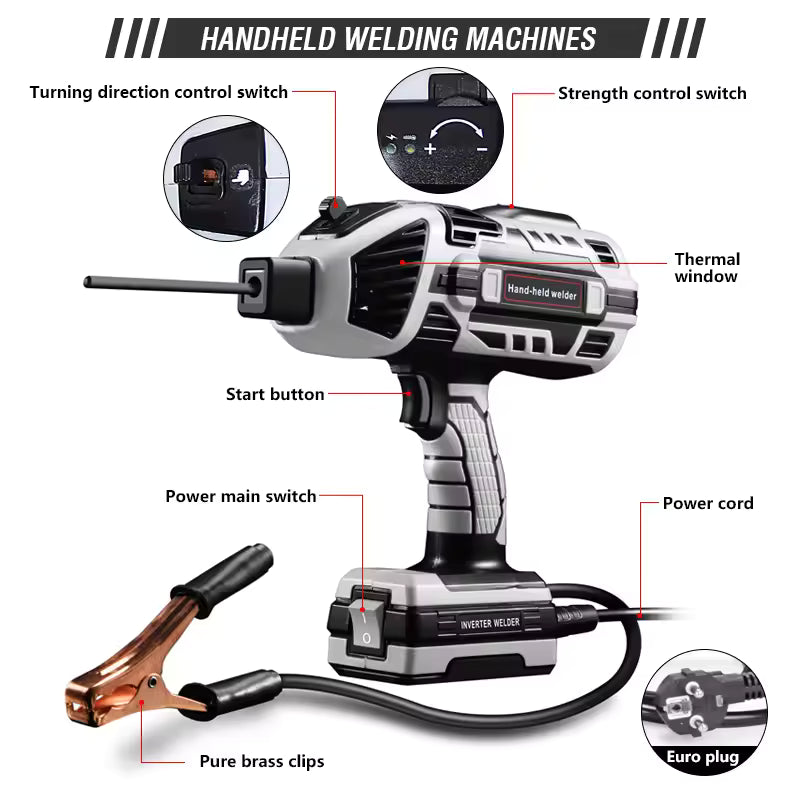 Portable Handheld ARC Welding Machine 220V - Mini Inverter Welder for Steel and Aluminum - 120A Digital Display All-in-One Stick Welder - Unisex