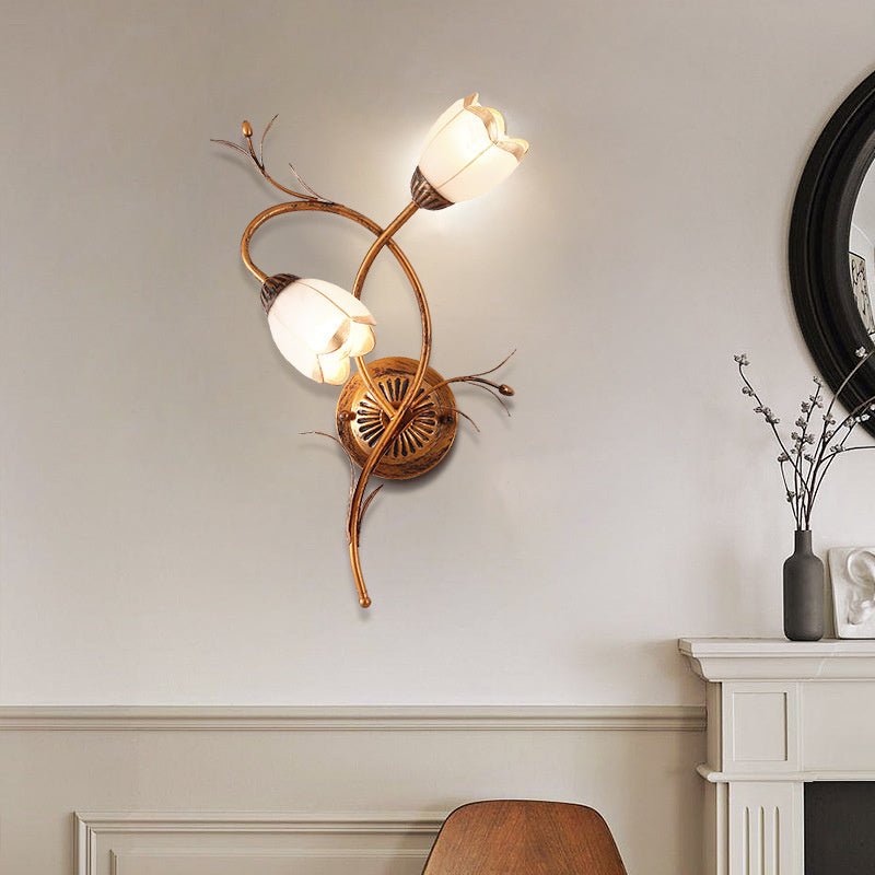Vintage Milk Glass Flower Wall Sconce