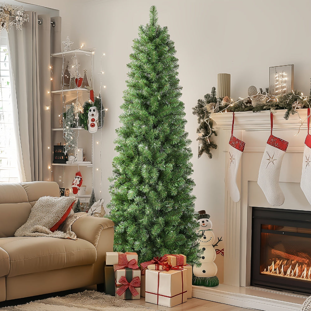 Artificial Pre-Lit Pencil Christmas Tree Warm White Lights