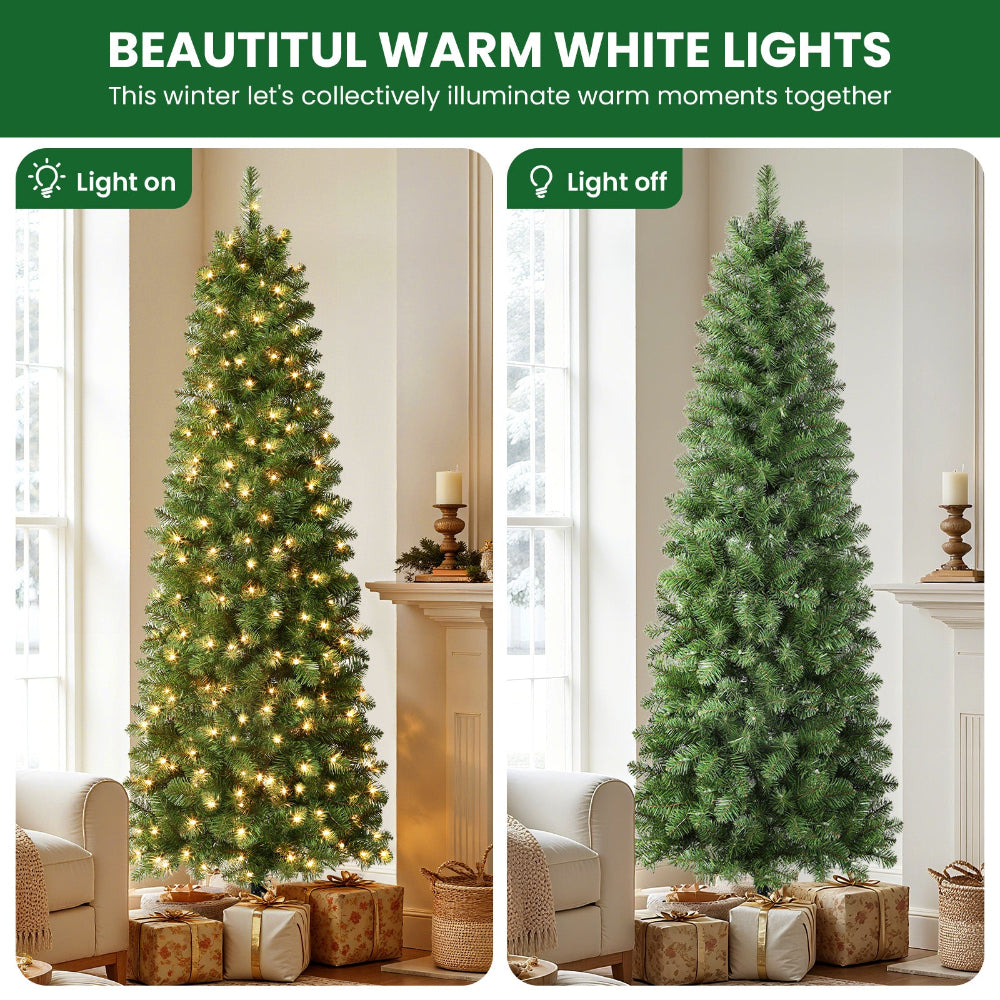 Artificial Pre-Lit Pencil Christmas Tree Warm White Lights