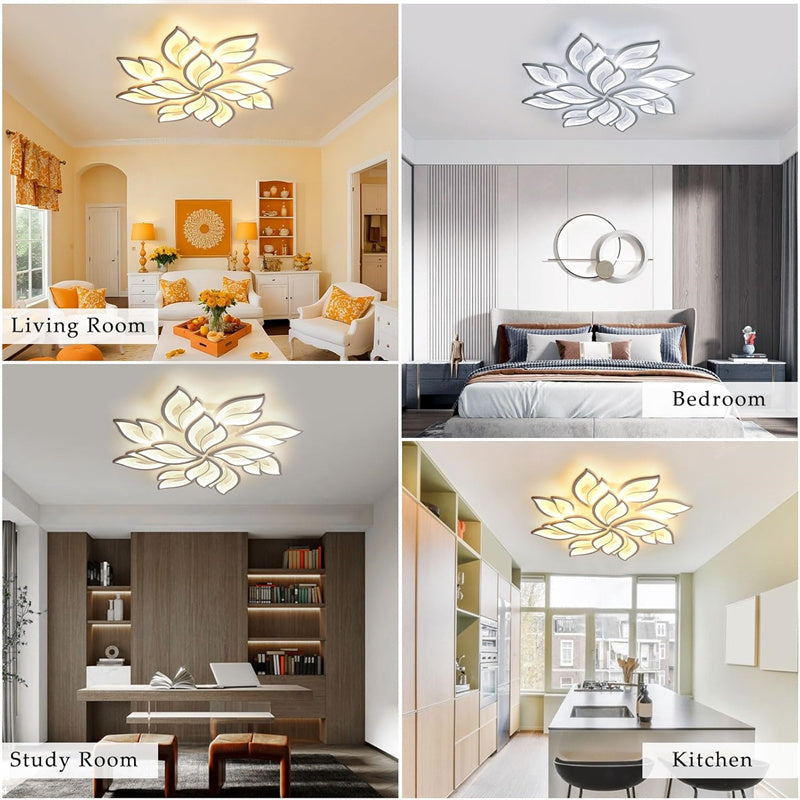 White Flower Shape LED Ceiling Light Dimmable