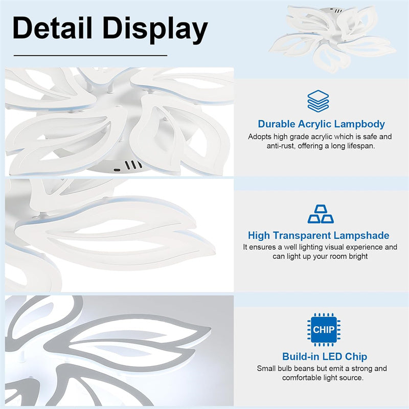 White Flower Shape LED Ceiling Light Dimmable