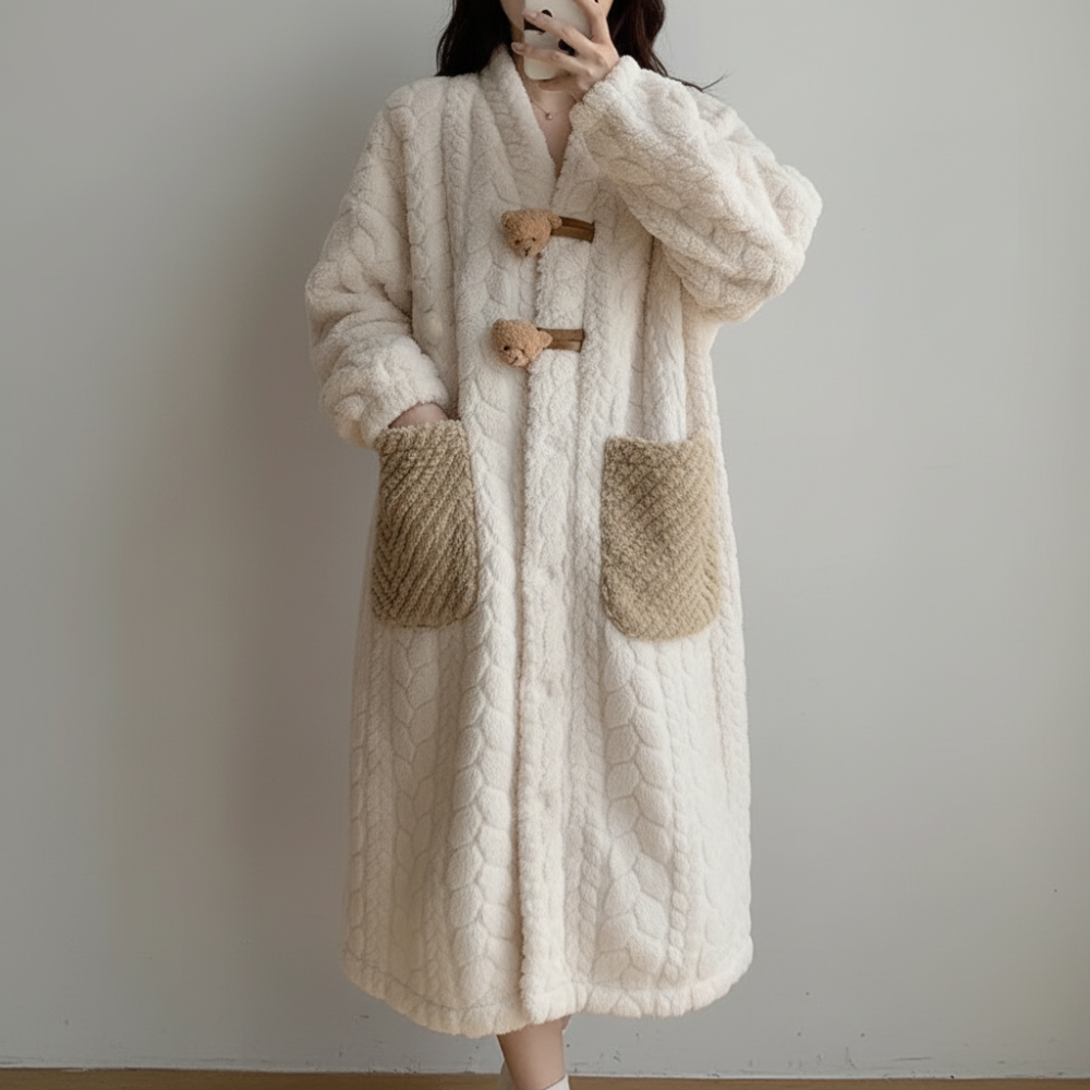 Bathrobe Womens Hooded Long Sleeve Lounge Robe
