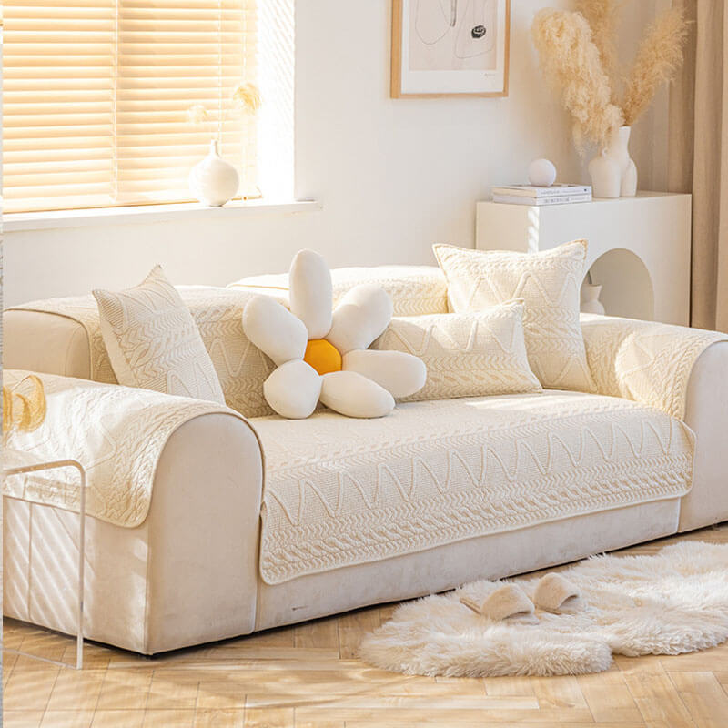 Cotton Quilted Sectional Couch Covers, Furniture Protector Anti-Slip Couch Covers