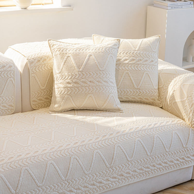 Cotton Quilted Sectional Couch Covers, Furniture Protector Anti-Slip Couch Covers