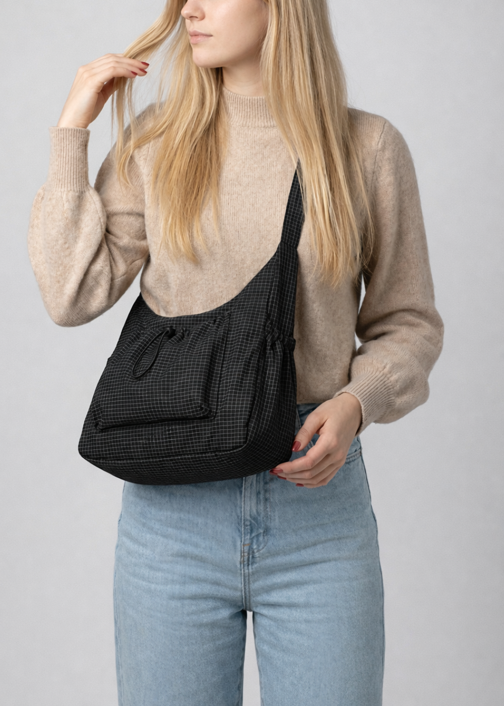 Black Nylon Handbag for School with Zip | PORTO