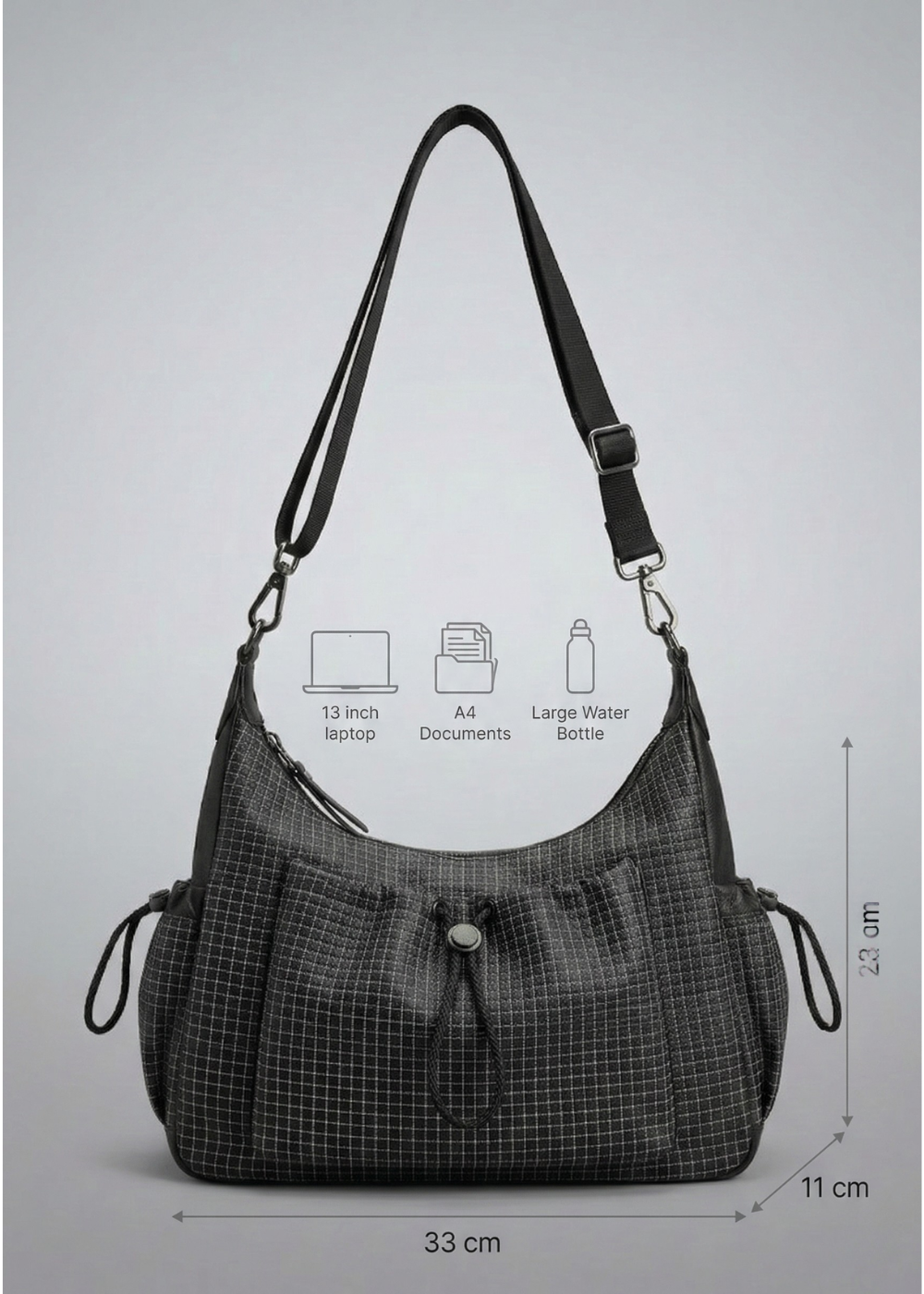 Black Nylon Handbag for School with Zip | PORTO